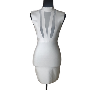 Bebe White Sleeveless Bodycon Mini Dress, XS